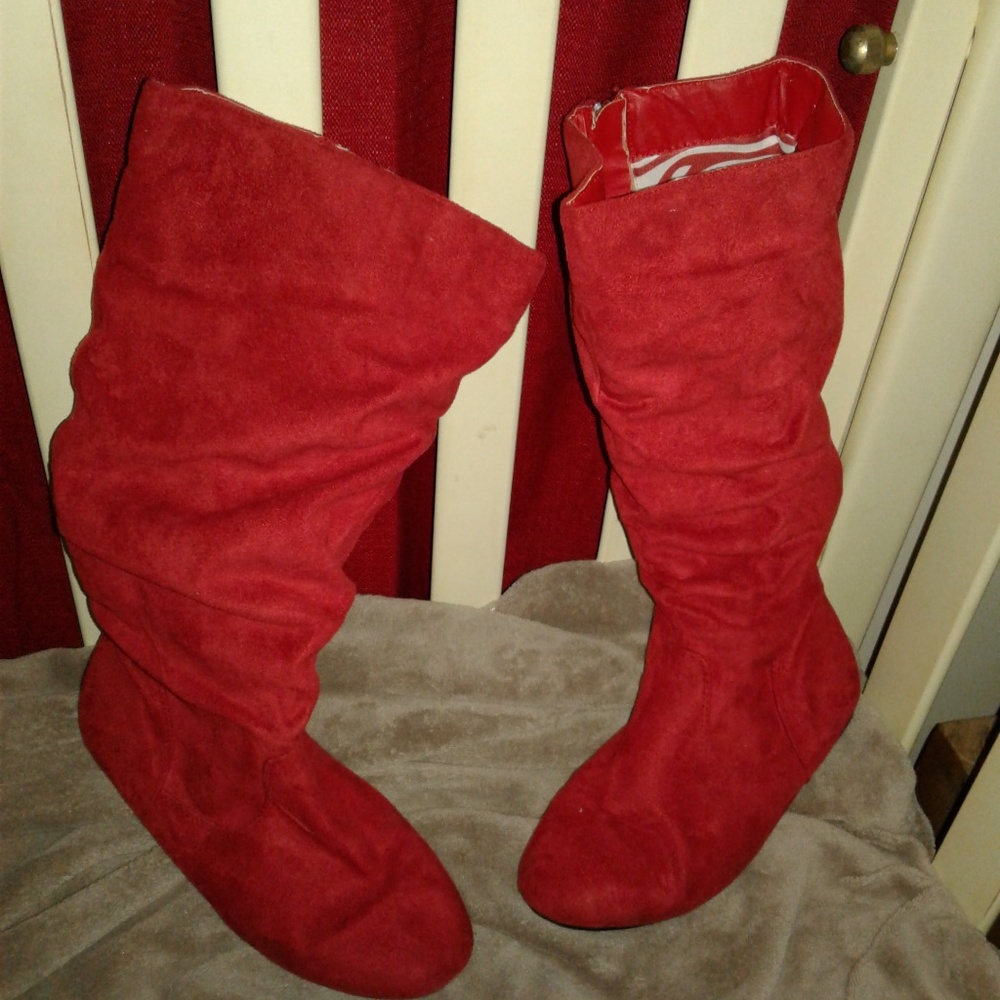 Red Suede Women's Boots